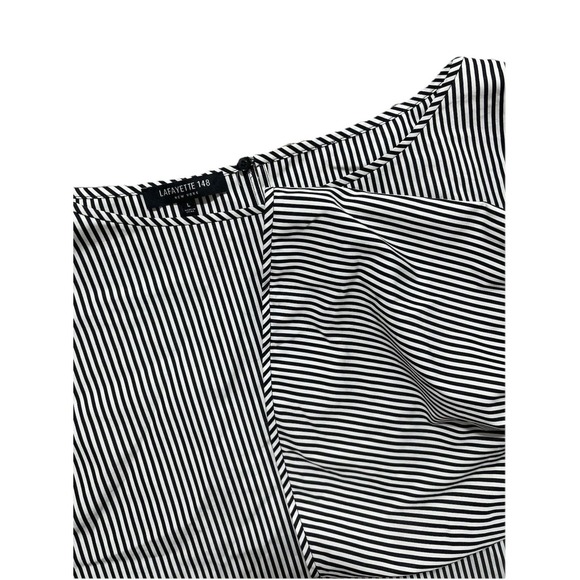 Lafayette 148 New York Tops - Lafayette 148 Women's L Black White Stripe Cotton Flare Bell Sleeve Blouse Shirt